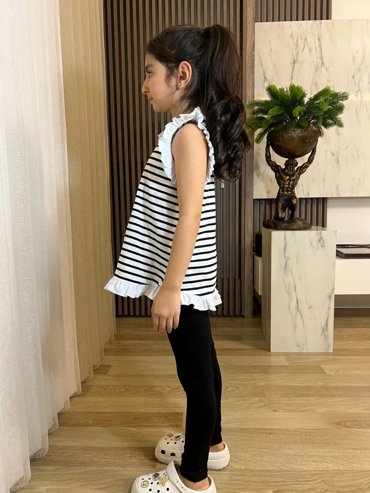 Siyah Beyaz Çizgili Bluz