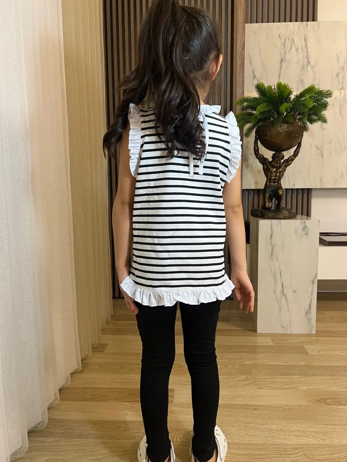 Siyah Beyaz Çizgili Bluz