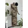 Leopar Desenli Elbise 