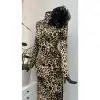 Leopar Desenli Elbise 