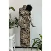 Leopar Desenli Elbise 