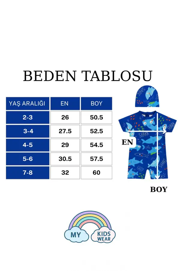 Boneli ,Pervaz Fermuarlı ,Güneş Korumalı Erkek Çocuk Tulum Mayo