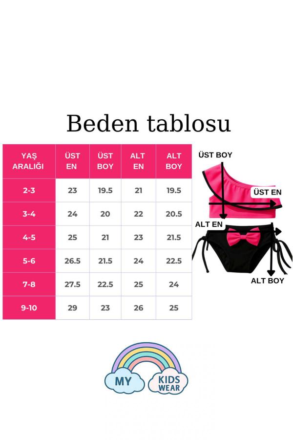 Yarım Kol Fiyonklu Arkadan Bağlamalı Çocuk Bikini Takım