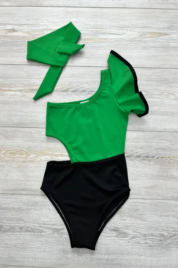 Dekolite Modelli Kız Çocuk Mayosu