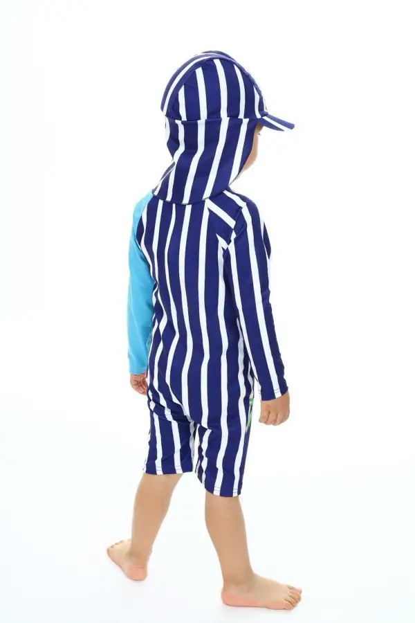 Şapkalı Fermuarlı Uzun Kollu Mayo