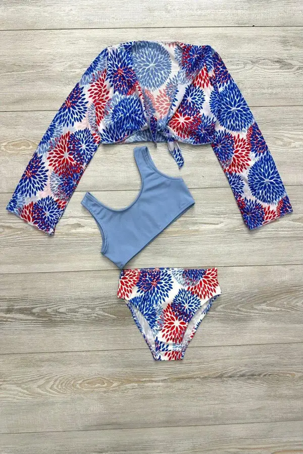 Yeni Sezon Kız Çocuk Bolerolu Bikini 3'lü Takım