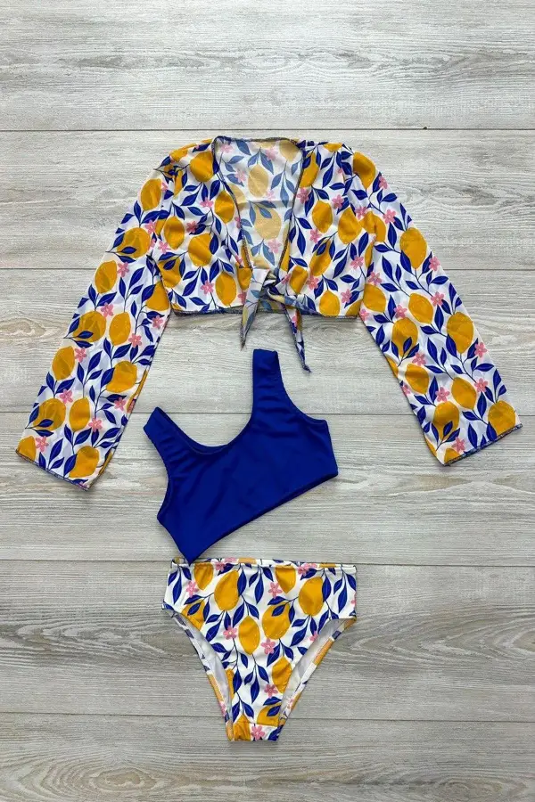 Yeni Sezon Kız Çocuk Bolerolu Bikini 3'lü Takım