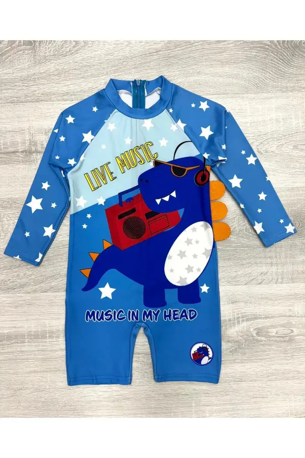 Uzun Kollu Fermuarlı Erkek Çocuk Mayo