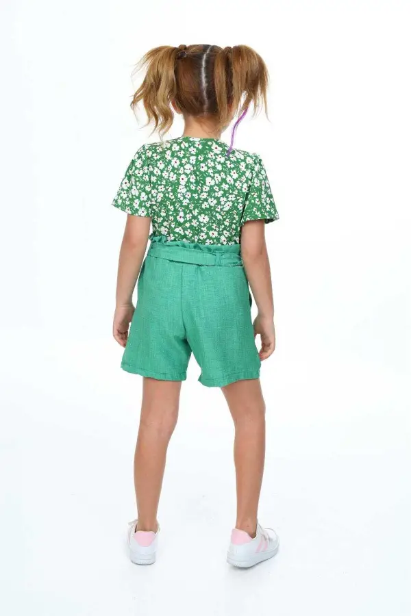 İlkbahar Çiçekleri Desenli Kız Çocuk Takım