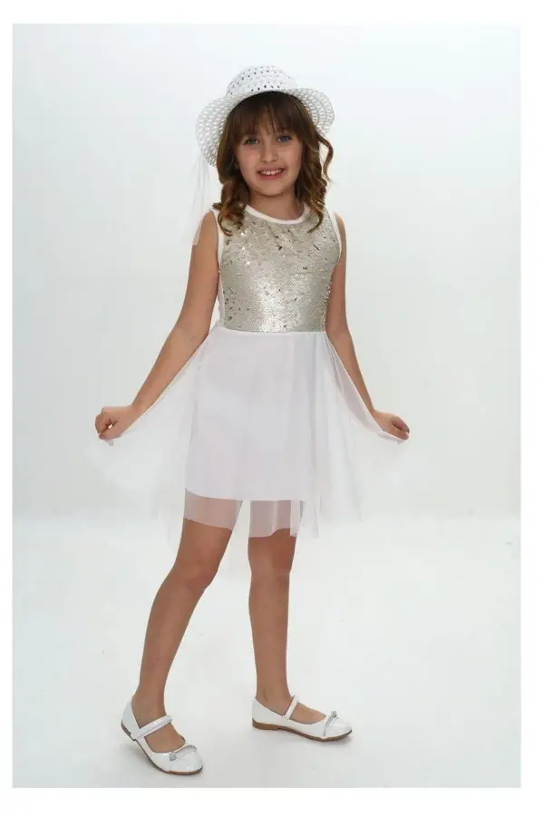 Kız Çocuk Şapka Ve Payetli Elbise