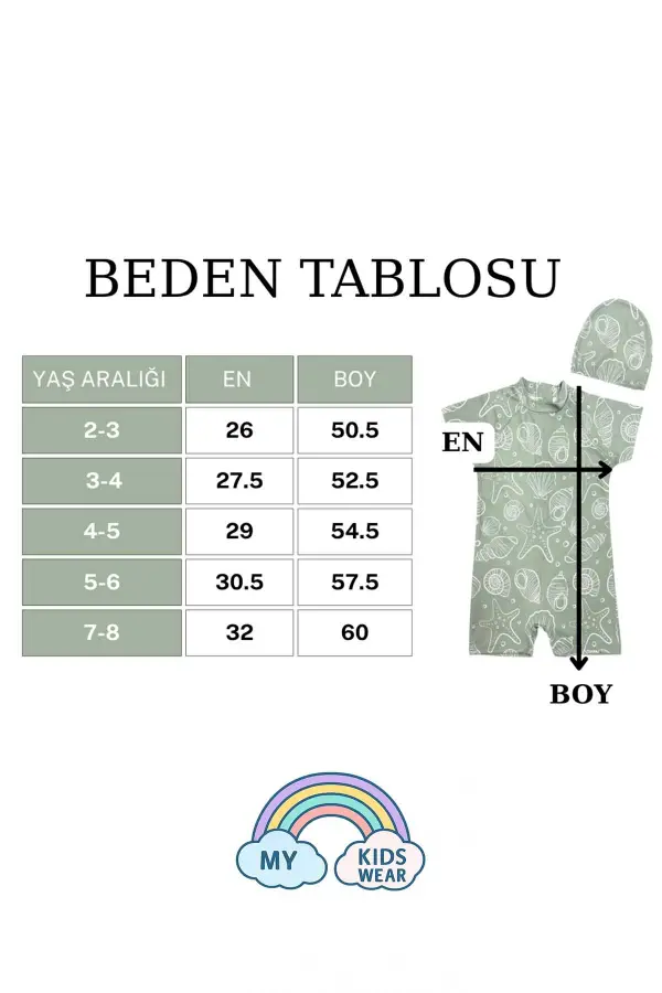 Boneli ,Pervaz Fermuarlı ,Güneş Korumalı Erkek Çocuk Tulum Mayo