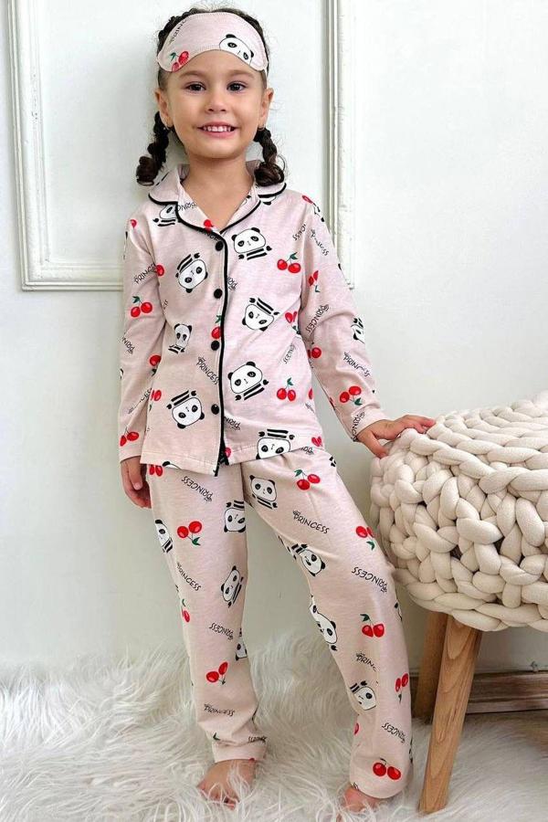 Kız Çocuk Göz Bantlı Pijama Takımı