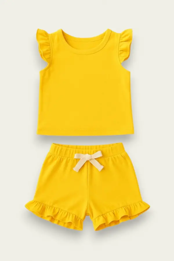 Fırfırlı Kız Çocuk Şort Takım