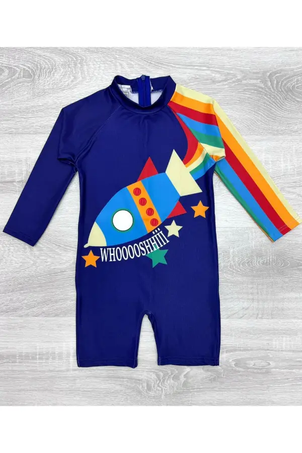 Uzun Kollu Fermuarlı Erkek Çocuk Mayo