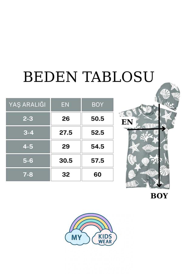 Boneli ,Pervaz Fermuarlı ,Güneş Korumalı Erkek Çocuk Tulum Mayo