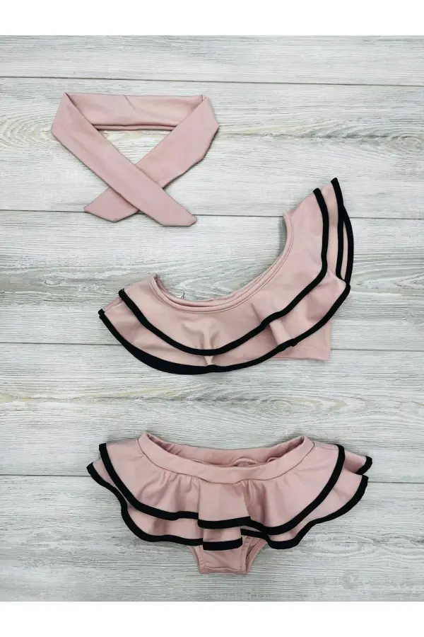 Kız Çocuk Fırfırlı Ikili Bikini Takım