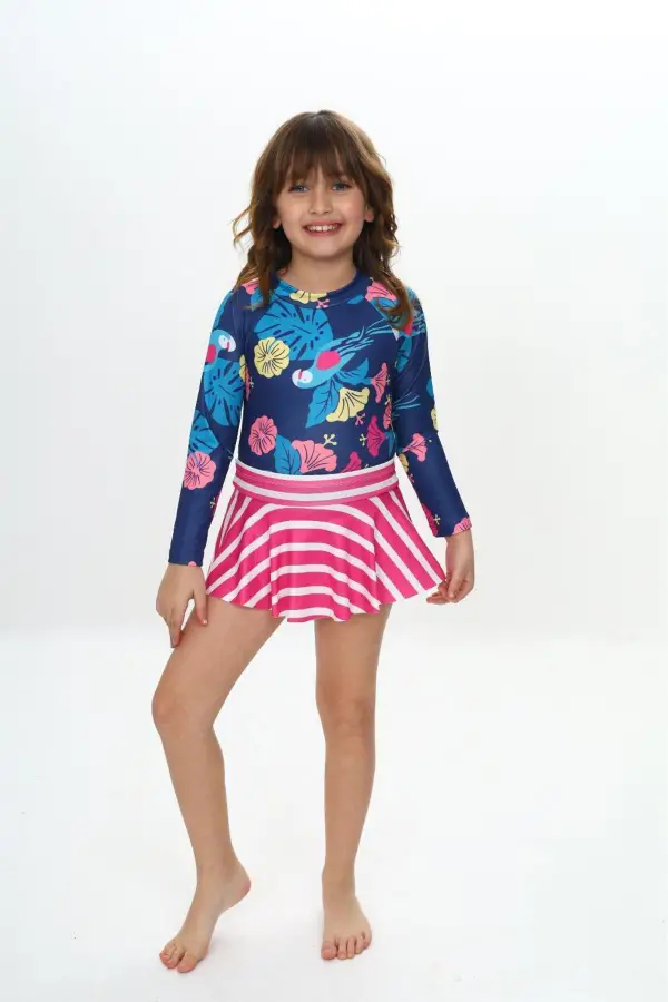 Etek Detaylıı Kız Çocuk Mayo