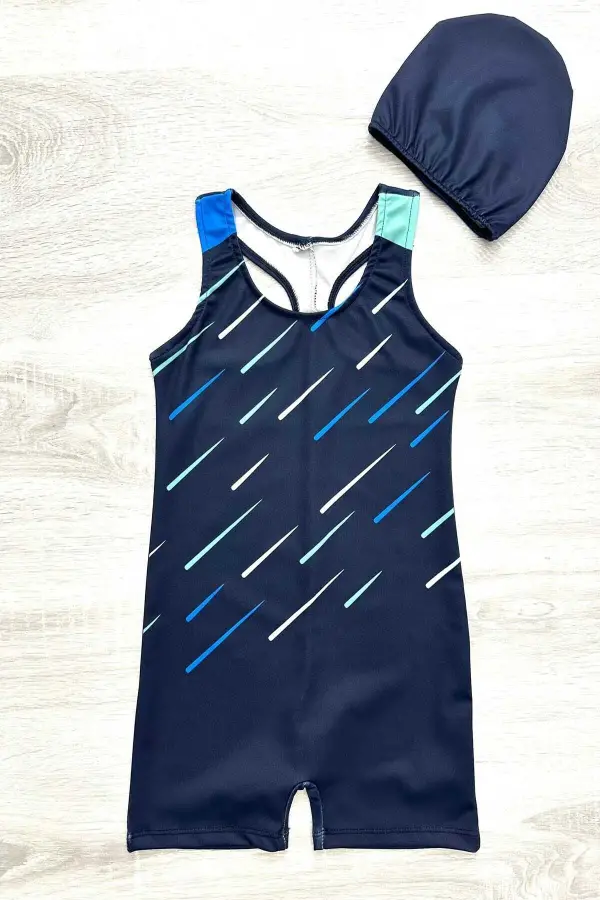 Yüzücü Şortlu Kız Çocuk Mayo ( Boneli )