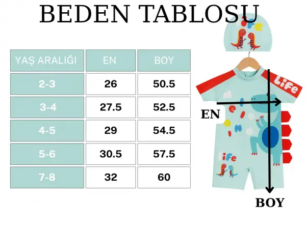 Tatlı Dino Temalı Boneli Erkek Çocuk Mayo Takımı