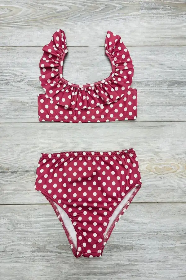 Fırfırlı Baskılı Kız Çocuk Mayosu