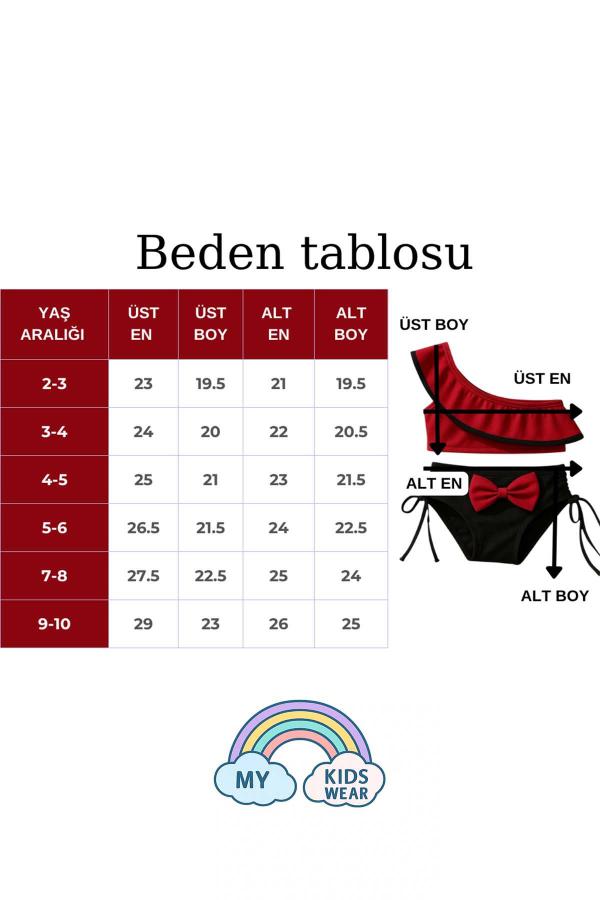 Yarım Kol Fiyonklu Arkadan Bağlamalı Çocuk Bikini Takım