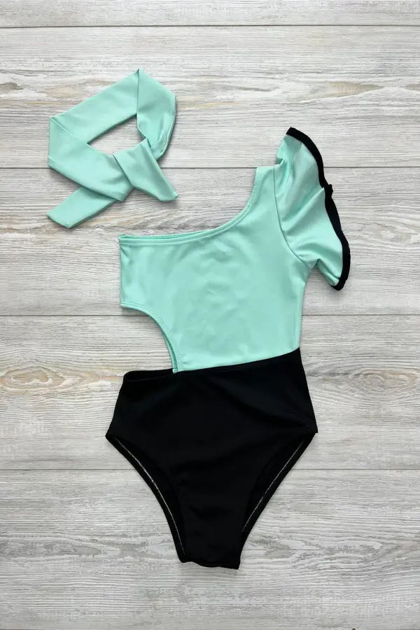 Dekolite Modelli Kız Çocuk Mayosu