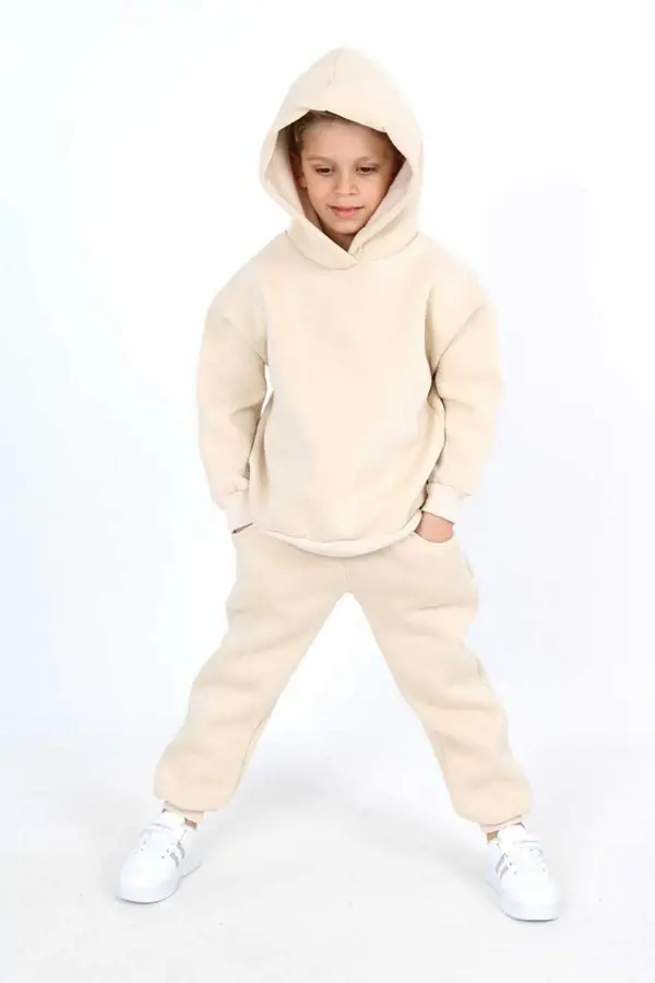 Üç İplik Kapüşonlu Şardonlu Takım