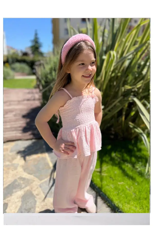 Fırfır Detaylı Kız Çocuk Takım