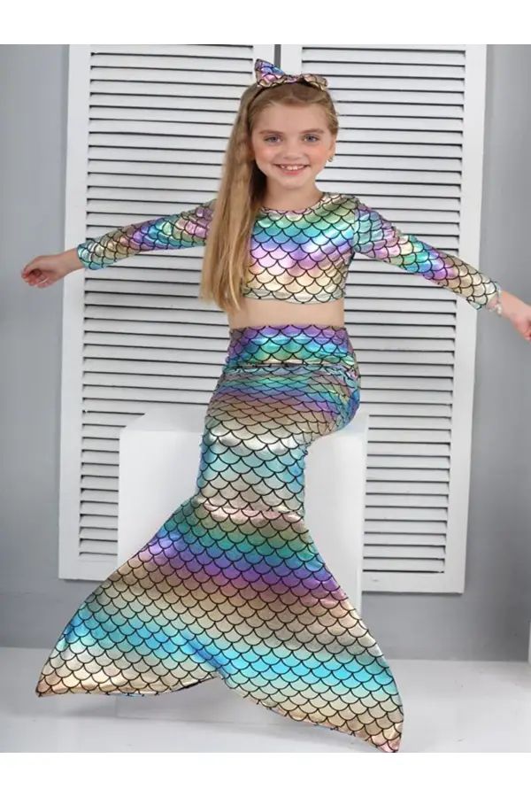 Uzun Kollu Deniz Kızı Mayo Ve Kostüm