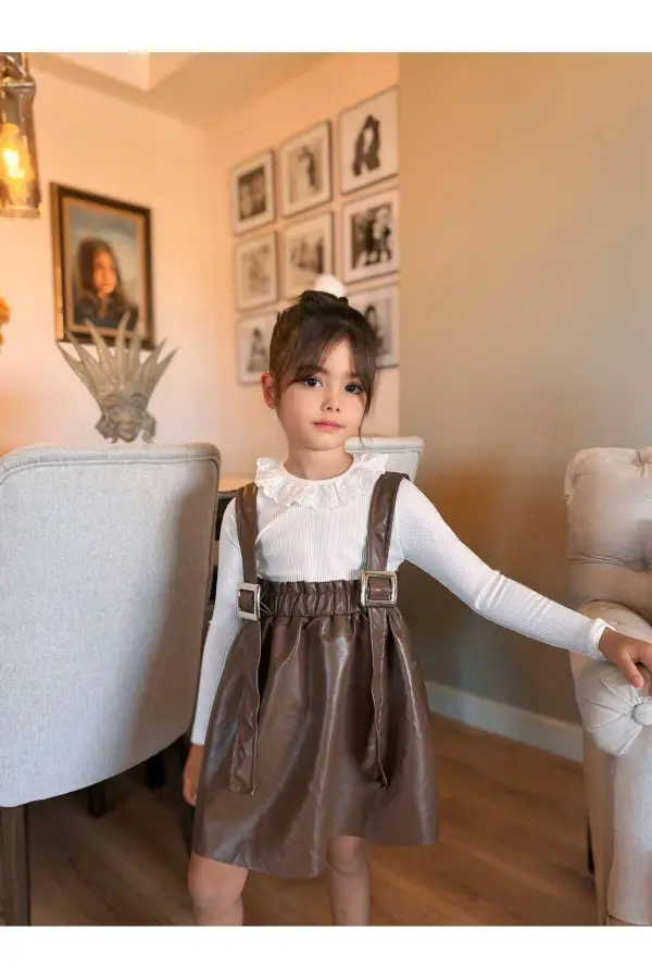 Deri Slopet Çocuk Elbise