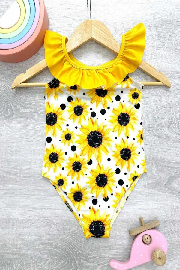 Çapraz Fırfır Askılı Kız Çocuk Mayo