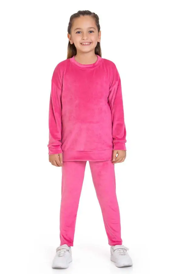 Kadife Basic Düz Renk Çocuk Takım