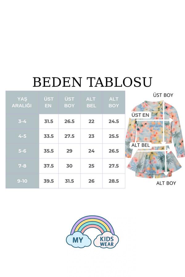 Etek Detaylı Kız Çocuk Desenli Mayo 3-10 Yaş 11910