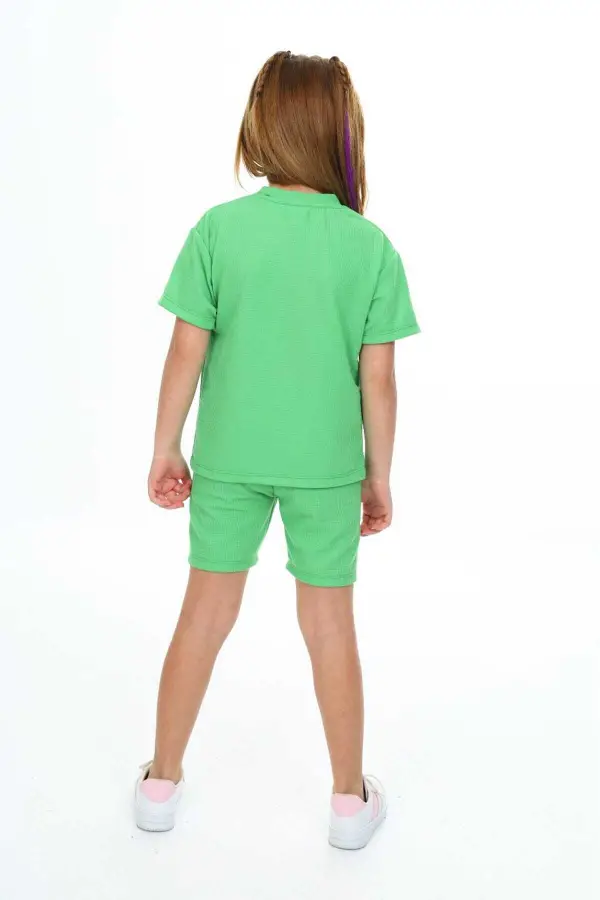 Bisiklet Yaka Şortlu Kız Çocuk Şortlu Takım