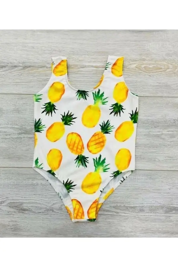 Desenli Kız Çocuk Mayo