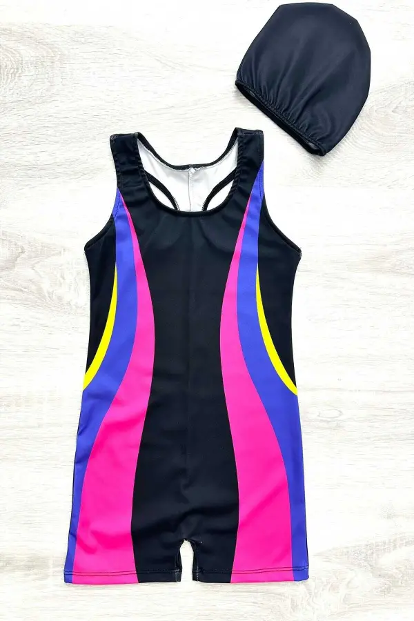 Yüzücü Şortlu Kız Çocuk Mayo ( Boneli )