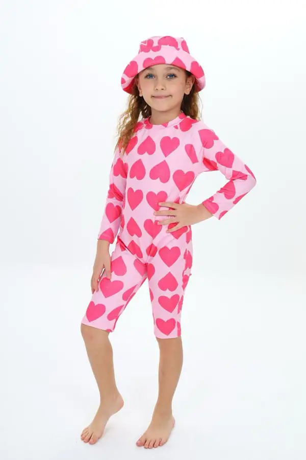 Baskılı Şapka Detaylı Çocuk Mayosu