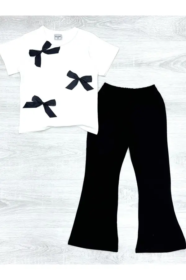 Kız Çocuk Fiyonk Detaylı Alt Üst Takım