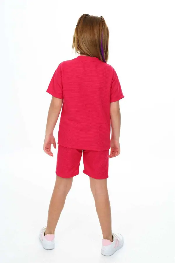 Bisiklet Yaka Şortlu Kız Çocuk Şortlu Takım