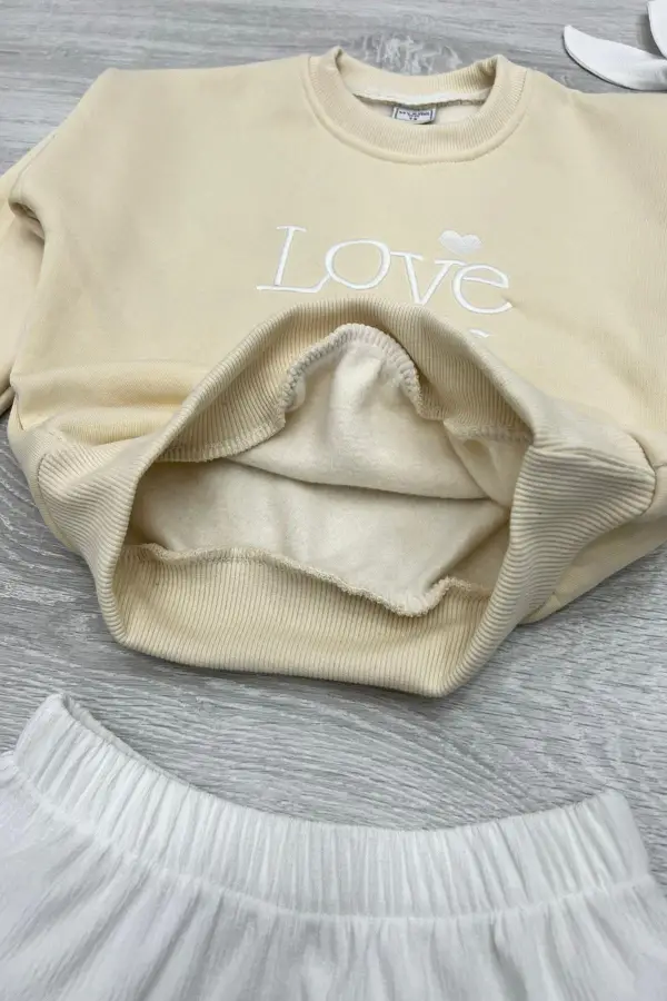 Bandanalı Etekli Tarz Kız Çocuk Takımı (Üst Üç İplik )