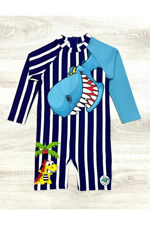 Uzun Kollu Fermuarlı Erkek Çocuk Mayo