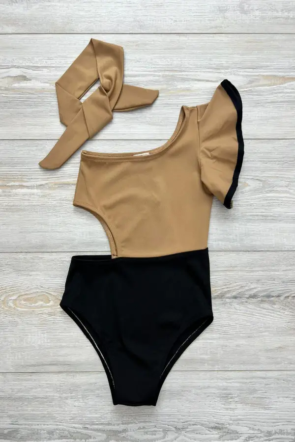 Dekolite Modelli Kız Çocuk Mayosu