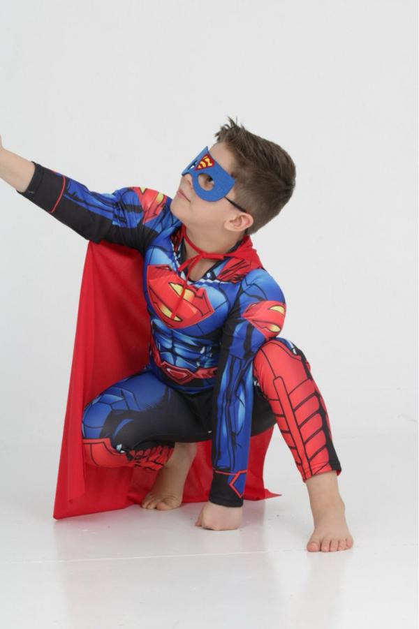 Erkek Çocuk Kaslı Superman Kostümü 4-10 Yaş 11949