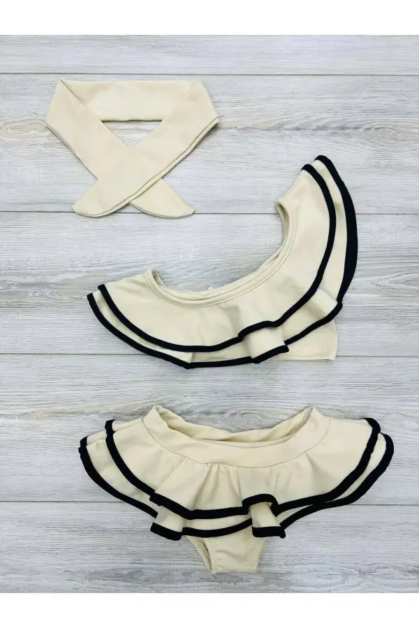 Kız Çocuk Fırfırlı Ikili Bikini Takım