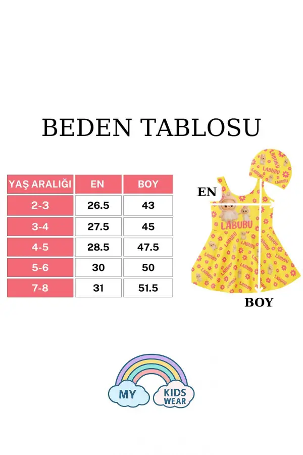 Kız Çocuk Labubu Desenli Mayo Takımı 11968