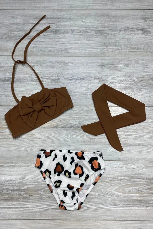 Fiyonk Detaylı Bandanalı Üç Parça Bikini Takım Mayo