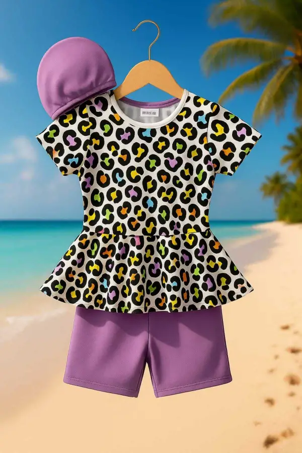 Üç Parça Kız Çocuk Boneli Mayo