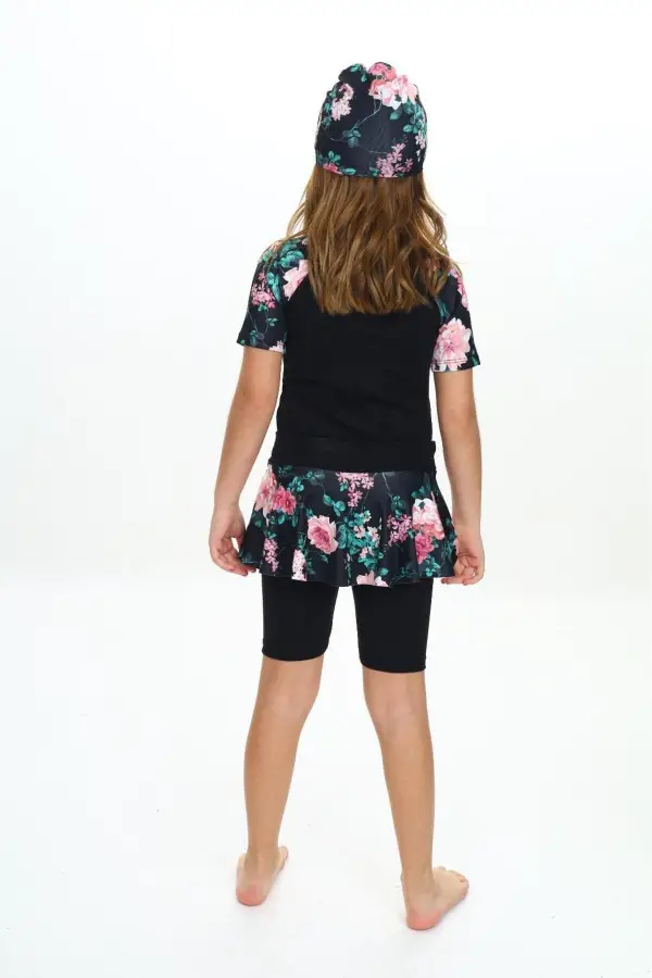 Likralı Dalgıç Kumaş Üç Parça Kız çocuk Mayo