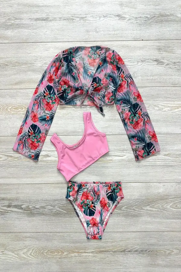 Yeni Sezon Kız Çocuk Bolerolu Bikini 3'lü Takım