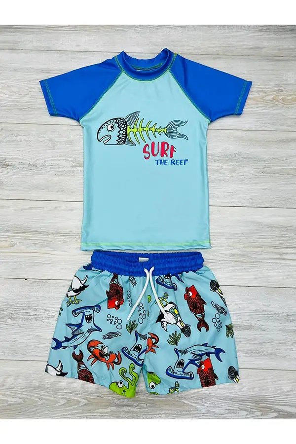Deniz Şortu Ve Tshirtlü Ikili Takım Çocuk Plaj